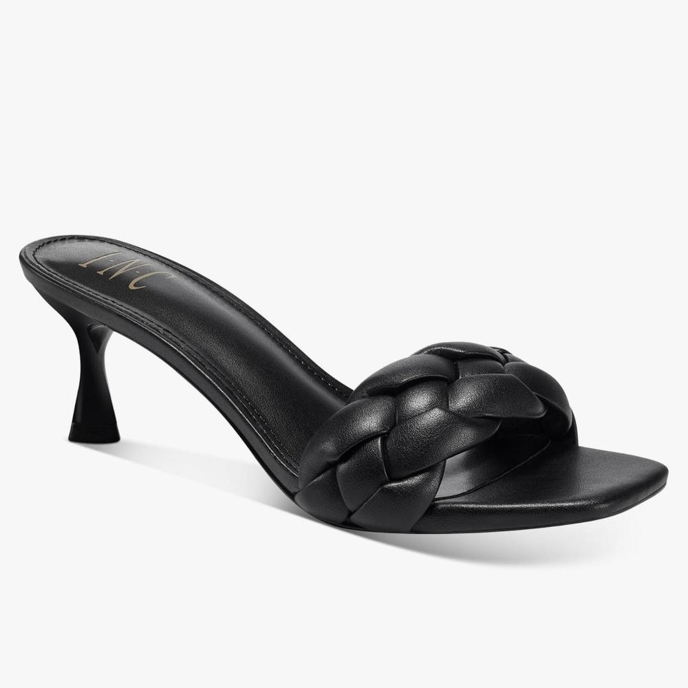 INC International Concepts Black Sandals with Braided Strap.